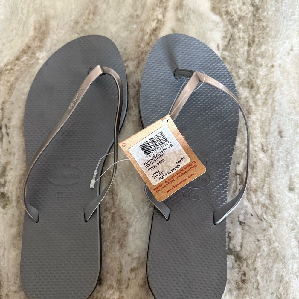 Havaianas Metallic Gray Flip Flops
